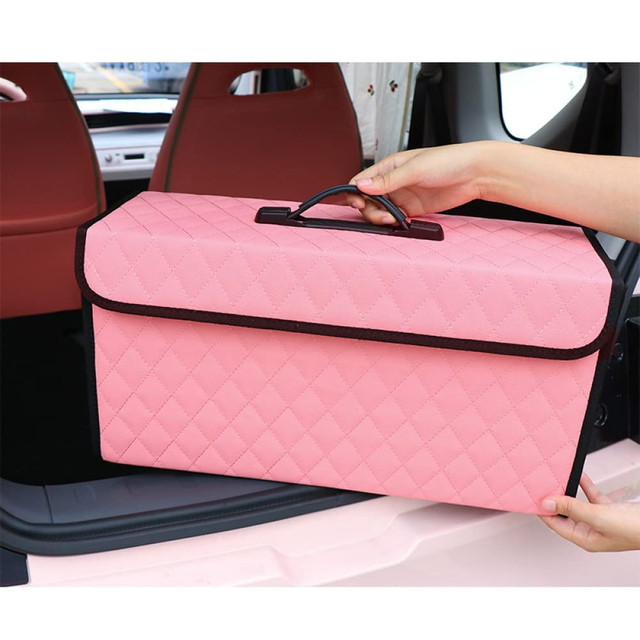 Organizador de maletero de coche con tapa, caja de almacenamiento plegable, organizador multifuncional para Interior y maletero de coche